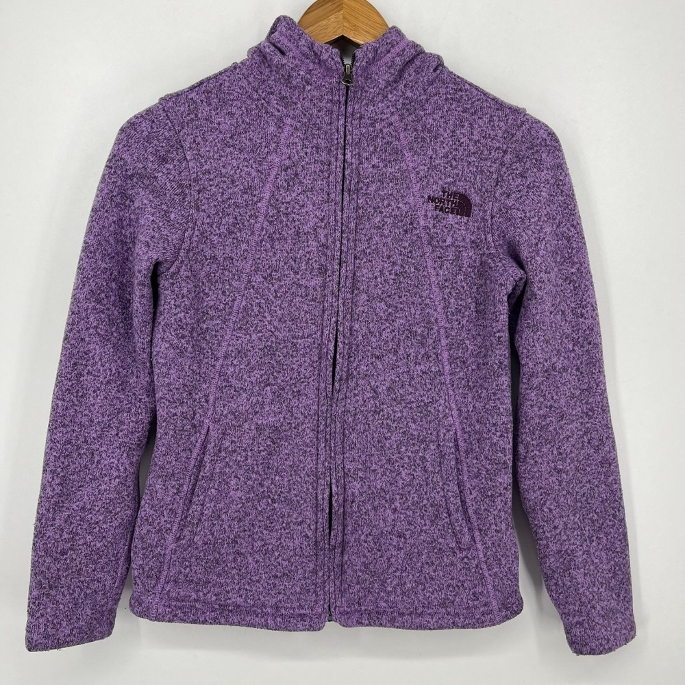 The North Face Full Zip Hoodie Women's S Purple Pockets Fleece Embroidered Logo